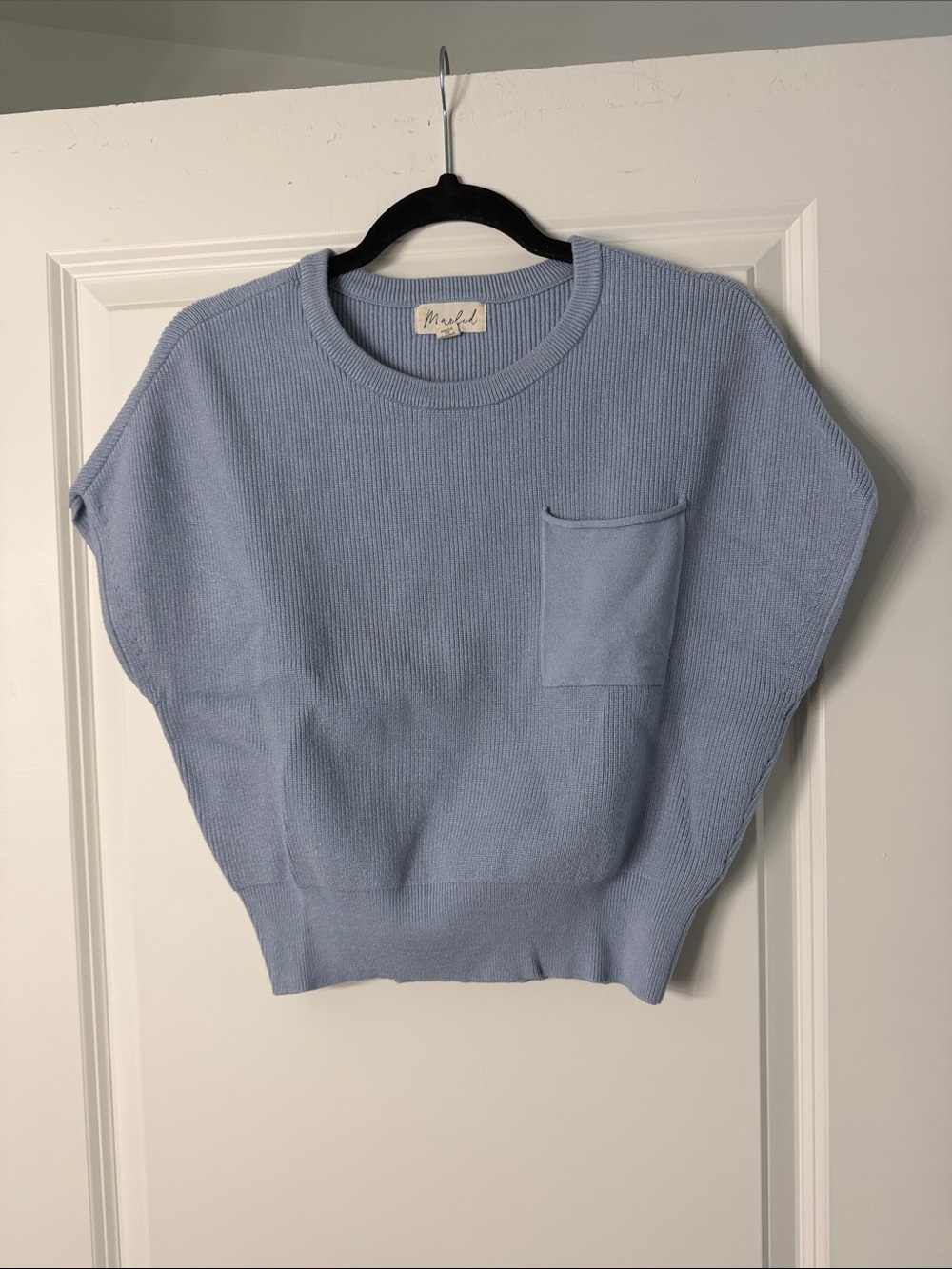 Sky Blue Pocket Knit Sweater - Women's - Size M
